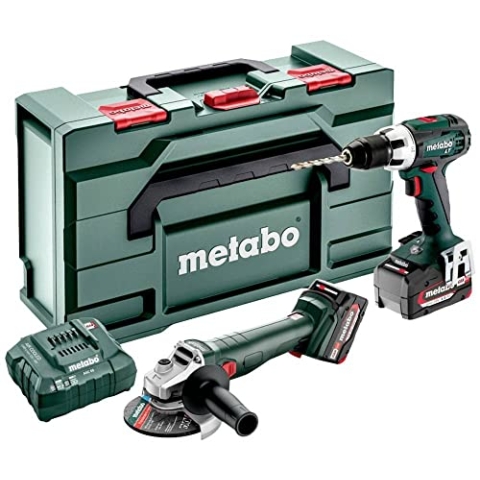 Metabo Combo Set 2.4.1 18 V Akku-Maschinen im Set 18V (Maschinen-Set in metaBOX, Bohrschrauber, Akku-Winkelschleifer, Zubehör, 2 Akkus (18 V/4,0 Ah), Ladegerät) # 685206510