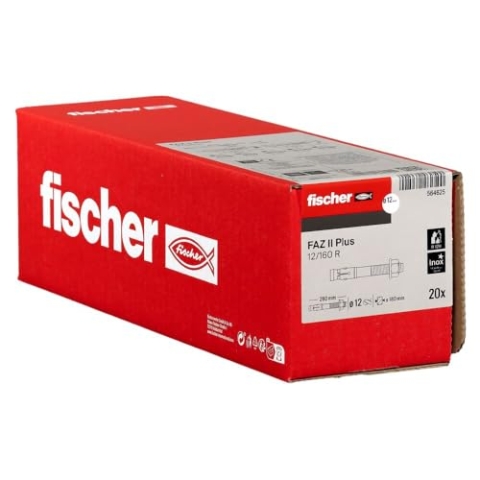fischer Bolzenanker FAZ II Plus 12/160 R, Schwerlastanker aus Edelstahl mit hoher Tragfähigkeit, Ankerbolzen für Befestigungen schwerer Lasten und Stahlkonstruktionen, Seismik- & ETA-Zulassung
