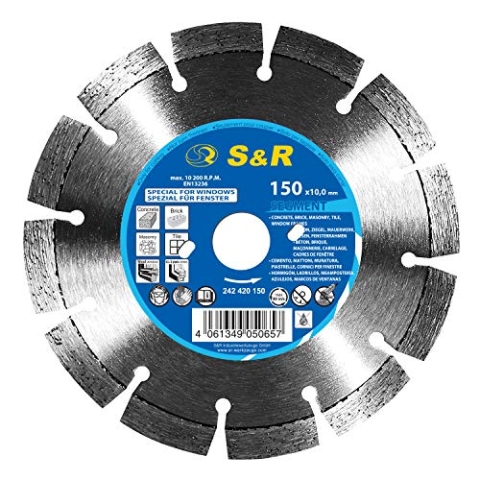 S&R Diamanttrennscheibe 150mm, Segment, für Fensterrenovierung mit BEPo, Alu Fenster, Holzfenster, Kunstofffenster, Beton, Ziegel, Fliesen