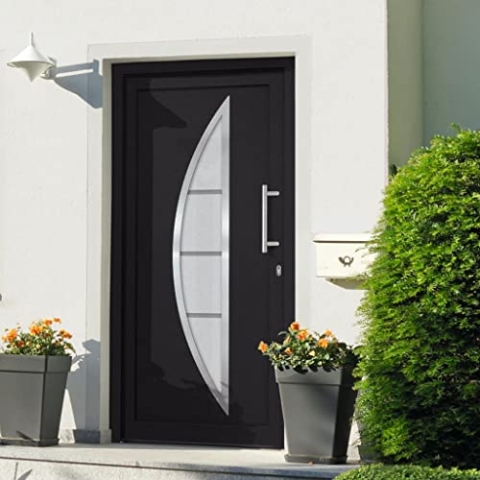vidaXL Haustür mit Handgriff-Set 3 Schlüssel Montageset Nebeneingangstür Außentür Kellertür Eingangstür Tür Wohnungstür Anthrazit 88x200cm