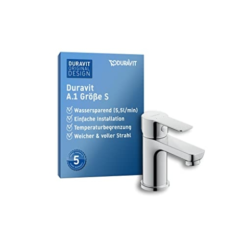 Duravit A.1 Waschtischarmatur, Größe S (Auslauf Höhe 67 mm), Wasserhahn Bad, Waschbecken Armatur, Chrom