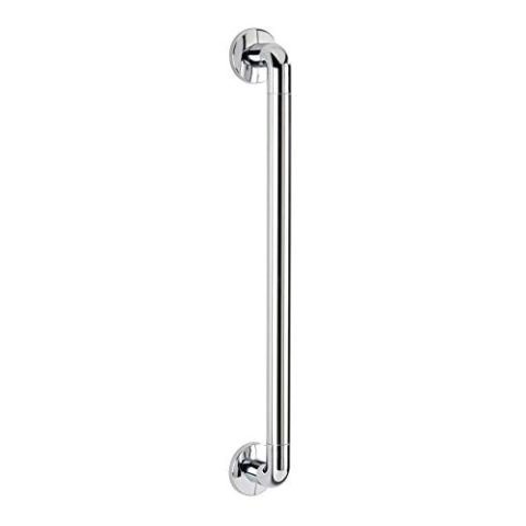 WENKO Wandhaltegriff Secura 64,5 cm lang, für sicheren Halt in Dusche, Badewanne und an der Toilette, Stabiler Haltegriff zum Bohren, aus rostfreiem Aluminium & Kunststoff, 64,5 x 7 x 8 cm, Chrom