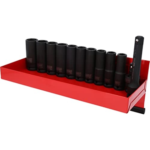 KS Tools 515.0612 1/2" Sechskant-Kraft-Stecknuss-Satz, lang, 13-tlg., 35 x 25 x 13 cm