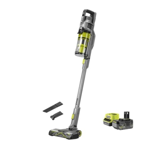 RYOBI 18 V ONE+ Brushless Bodenhandsauger RSVS18BL-1C40G 5133006508, 90 AW Saugleistung, bürstenloser Motor, inkl. 4,0 Ah Akku und 2,0 A Ladegerät, Anthrazit