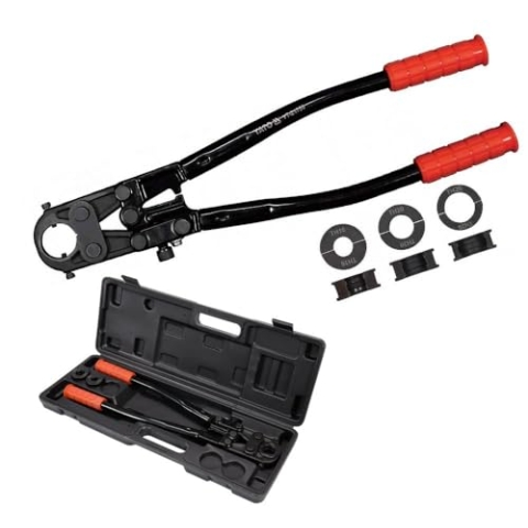 YATO Profi Rohrpresszange 4-teilig für Aluminium-Verbundrohre PEX-AL-PEX, 16-26mm, TH- und U-Kontur, Presszange Verbundrohrzange