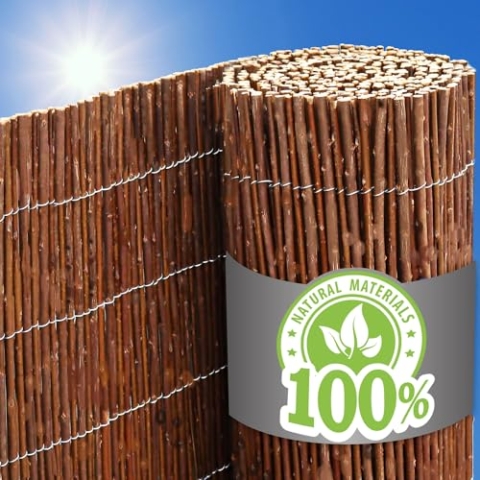 urfence Deine Oase: 100x500 Balkon Sichtschutz Gartenzaun Weidenzaun - Balkonverkleidung Wetterfest - Sichtschutzmatte Weide Sonnenschutz Sichtschutzzaun Garten Terrasse Weidenmatte Rollzaun Holzzaun