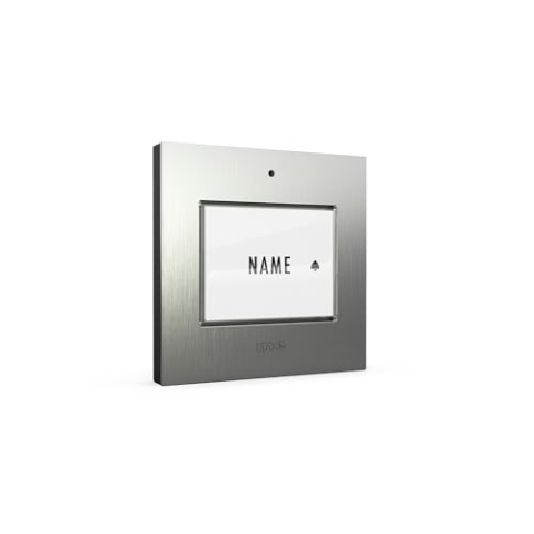m-e Edelstahl-Klingeltaster 1-Familie Namensschild mit Beleuchtungsautomatik, Downlights zuschaltbar KTE-1