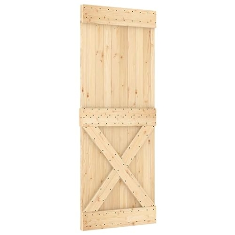 vidaXL Tür, Schiebetür mit Schiebetürbeschlägen, Holztür Schiebetürsystem für Schlafzimmer Scheunen, Innentür Zimmertür, Massivholz Kiefer