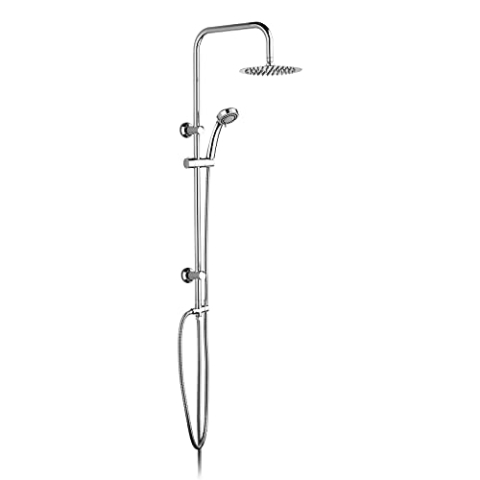 IBERGRIF Duschsystem mit Regendusche, Duschstange, Duschkopf mit Schlauch, Umsteller, Edelstahl Dusche mit 3 Strahlarten, Duschset Kopfbrause für Badezimmer, Duschbrause Set Einfache Montage, Silber