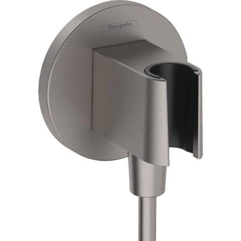 hansgrohe Wandanschluss mit Duschkopfhalterung FixFit S, Brushed Black Chrome, 1.00