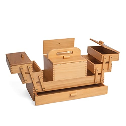 Hobby Gift Etagen-Aufbewahrungsbox aus Holz zum Nähen, Basteln und Hobby, 4 Etagen mit Schublade