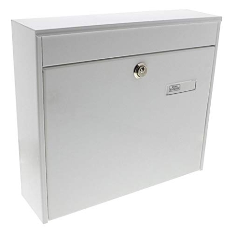 Burg-Wächter Zaun-Briefkasten ohne Zeitungsfach mit Namensschild, Verzinkter Stahl, Einwurf-Format DIN C4, Inkl. 2 Schlüssel, POTSDAM 878 W, Weiß (ähnlich RAL 9016)