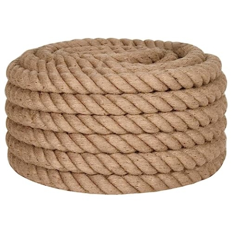 vidaXL Juteseil, Hanfseil Juteschnur 25 m Länge 40 mm Stärke, Gartenschnur Paketschnur für Basteln Dekorieren Verpacken, Jutekordel Kordel Seil