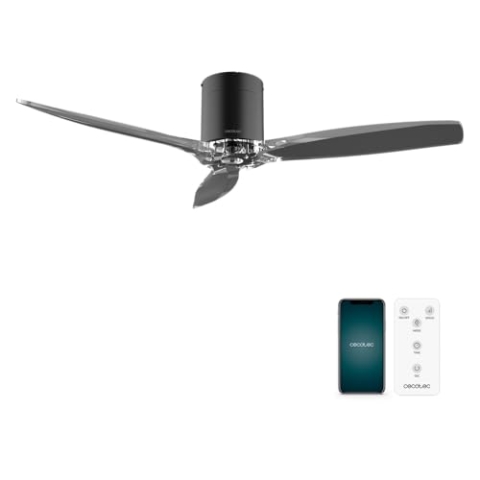 Cecotec - Deckenventilatoren EnergySilence Aero 5285 BlackTransparent Connected, DC 40W Motor, Durchmesser 132 cm, niedriger Verbrauch, WLAN, Kontrolle, Außenbereich, Timer, Sommer und Winter, Leise
