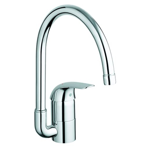 GROHE Euroeco - Einhand- Spültischarmatur (Einlochmontage, variable Mengenbegrenzung, flexibler Anschluss, schnelle Montage), chrom, 32752000