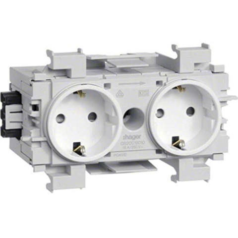 Hager Ecoline – Schuko Ecoline Doppel-Basis, Weiß