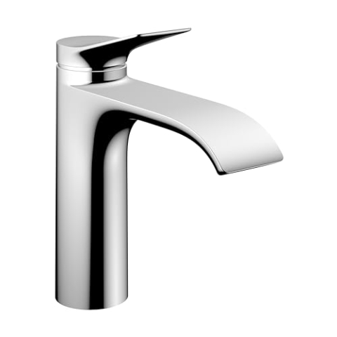 hansgrohe Vivenis - Waschtischarmatur mit Zugstangen-Ablauf, energiesparend (CoolStart), Wasserhahn Bad mit Auslauf Höhe 110 mm, Mischbatterie Waschbecken wassersparend (EcoSmart), Chrom, 75023000
