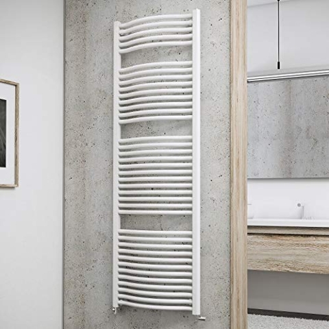 Schulte EP718060 04 Bad-Heizkörper Olympia, 177 x 60 cm, 1160 Watt Leistung, Anschluss beidseitig von unten, alpin-weiß, Handtuchhalter-Funktion