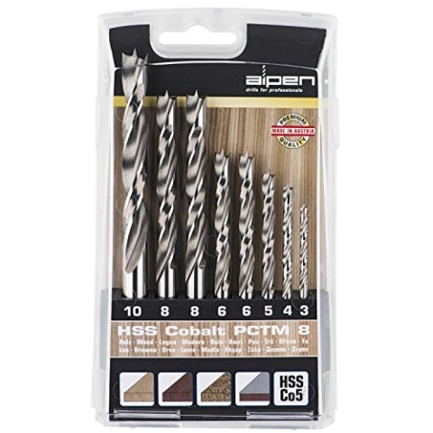ALPEN Bohrer-Kassetten Set HSS Cobalt PCTM 8 (8-tlg., Ø 3,00-10,00 mm, 5 % Kobaltanteil, hitzebeständig bis 650° C, Spiralbohrer, Bohrsortiment) 0063300008100