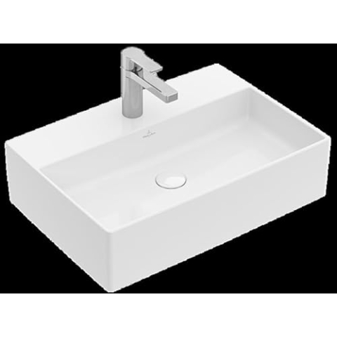 Villeroy & Boch Memento 2.0 Aufsatzwaschbecken, 600 x 420 mm, 1 Hahnloch, mit Überlauf, geschliffen, 4A0760, Farbe: Stone White, Ceramic Plus