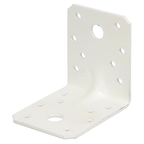Alberts 846565 Schwerlast-Winkelverbinder mit Sicke | verzinkt, weiß kunststoffbeschichtet | 70 x 70 x 55 mm | 50er Set