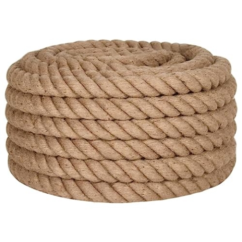 vidaXL Juteseil, Hanfseil Juteschnur 10 m Länge 40 mm Stärke, Gartenschnur Paketschnur für Basteln Dekorieren Verpacken, Jutekordel Kordel Seil