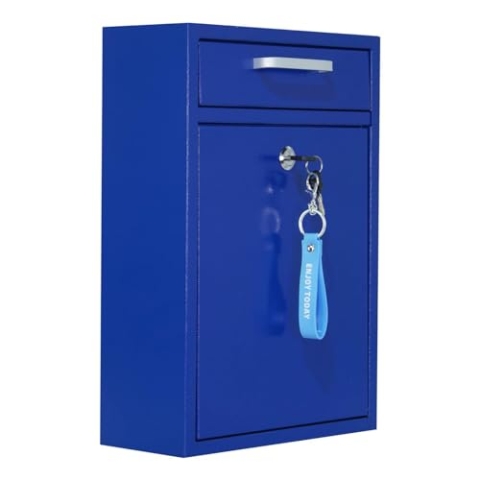 VORVIL Abschließbarer Briefkasten-Wandhalter – verzinkter Stahl Briefkasten mit Schlüsseln für den Außenbereich – sicheres, modernes Design, große Dropbox für Haus und Büro
