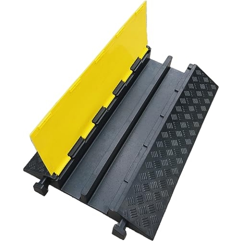 as - Schwabe Kabelbrücke 2 Kanal gerade 885 x 580 x 88 mm - Kabelschutzmatte Vollgummi - Kabelkanal 95 x 75 mm - Schlauchbrücke Belastbarkeit bis 10t - Überfahrschutz für Kabel - schwarz/gelb, 63228