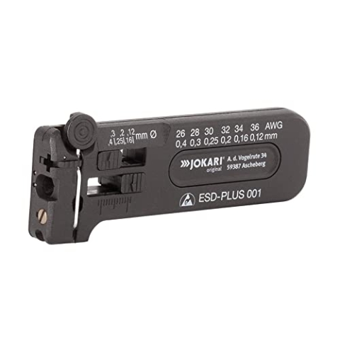 JOKARI®original Mikro-Präzisions-Abisolierwerkzeug antistatisch ESD-Plus 002 zum Abisolieren von feinen Leitern und Litzen AWG 30 bis 20/0,25 bis 0,80 mm Ø, Art.Nr. 40028