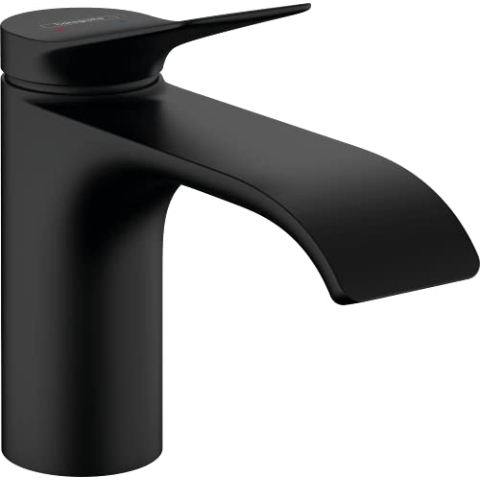 hansgrohe Waschtischarmatur Vivenis, Wasserhahn Bad mit Auslauf Höhe 80 mm, Badarmatur wassersparend, Mattschwarz