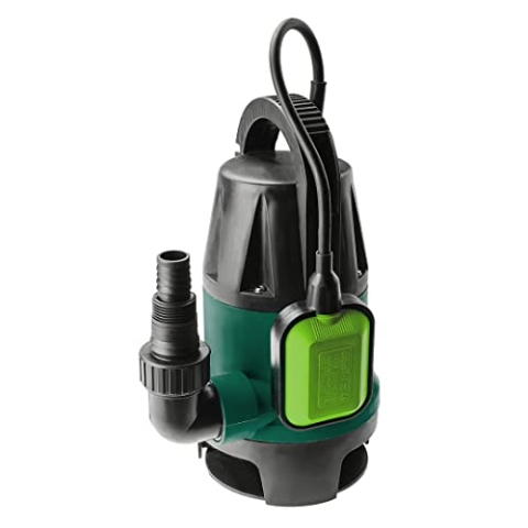 VERTO Schmutzwasserpumpe 400W, 7 500 L/H, Ø 35, Maximale Förderhöhe 5 m | Tauchpumpe Schmutzwasser mi Automatic-Funktion, Grün Tauchpumpe mit Integriertem Schwimmer