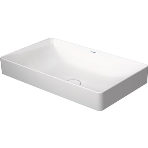 Duravit Aufsatzbecken DuraSquare, 60 cm, aus Keramik, Weiß mit WonderGliss, ohne Hahnloch