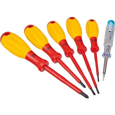 HAZET Elektriker-Schraubendreher-Satz 810/6VDE I 6-teiliges Set mit Kreuz-, und Schlitzschraubendreher in verschiedenen Größen, sowie einen Spannungsprüfer