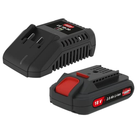 Güde 58540 LGAP 18-3020 Ladegarät & Akkupack Starter -Kit (18V, 2.0Ah Li-Ionen Akku, 3.0Ah Schnelladegerät), Schwarz