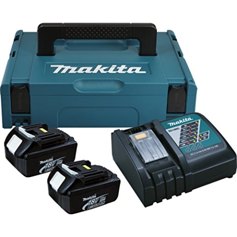 Makita Power Source Kit 3 Ah, 2 Akkus, Inklusive Ladegerät und Koffer, 196693-0
