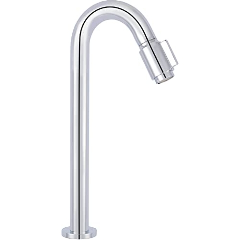 Saqu Essential 2.0 Kaltwasserhahn Gäste WC - 30 cm Hoher Waschtischarmatur - Messing - Mit Rosetten - Chrom - Waschbecken - Armatur
