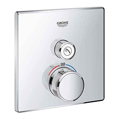 GROHE Grohtherm Smartcontrol - Thermostat mit 1 Absperrventil (Sicherheitssperre bei 38°C, eingebaute Rückflussverhinderer und Schmutzfangsiebe), chrom, 29123000