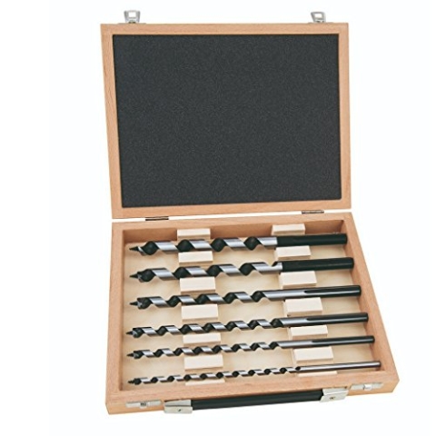 ALPEN Schlangenbohrer Satz Form Lewis ø 6, 8, 10, 12, 14, 16 (Holzbohrer zum Bohren von Kanthölzern / Pfosten, Bohrer-Set in Holzkassette) 21600006100