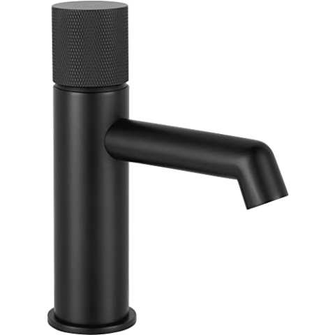 Ben Engraved Cross Waschtischarmatur Matt Schwarz - Wasserhahn Bad Mischbatterie für Waschbecken, Waschtischmischer Komplett mit Installationszubehör