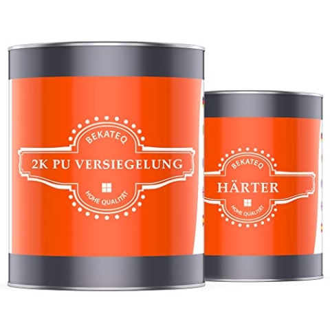 2K PU Versiegelung farblos 1kg glänzend für Außen & Innen I UV-beständig & wasserfest I Klarlack Versiegelung für Holz, Beton, Fliesen, Stein, Metall I Parkettlack Dielenlack - BEKATEQ LS-735