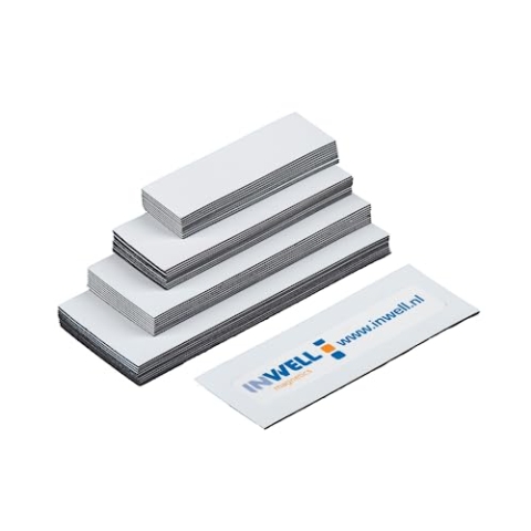 Inwell - Magnetetiketten in Farbe Weiß | 50 mm | Länge 100 mm | 100 Stück | Magnetische Etiketten | Magnetisches Band | Magneten beschriftbar | Magnetstreifen beschreibbar