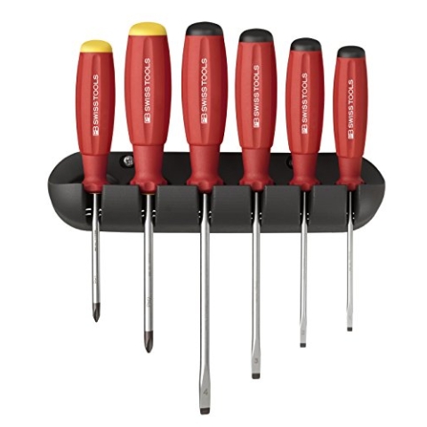 PB Swiss Tools Schraubendreher Set PB 8244 | 100% Swiss Made | 6-teiliges Schraubenzieher Set in Rot/Gelb/Schwarz (6-tlg Kreuz/Schlitz)