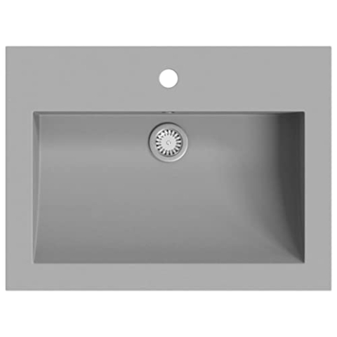 vidaXL Granitbecken Grau Waschbecken Handwaschbecken Waschtisch Aufsatzbecken