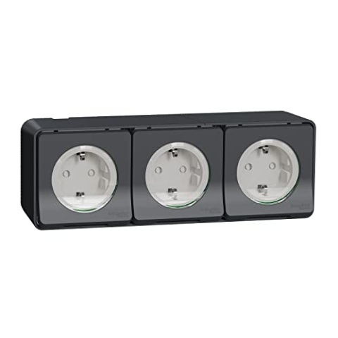 Schneider Electric MUR36038 Schuko Dreifach-Oberfläche, 16 A
