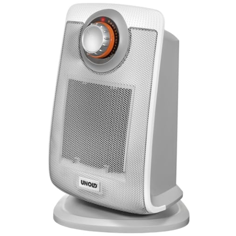 Unold 86440 Keramik Heizlüfter - weiß, bis zu 2000 Watt, Ventilatorfunktion, 4 Stufiges Thermostat, 75° oszillierend, leicht und leise, Überhitzungsschutz, Tragegriff, IP21 Tropfwassergeschützt