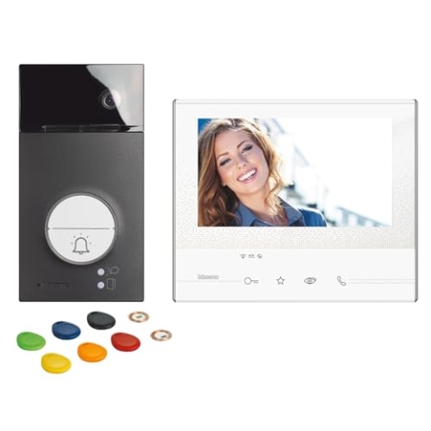 BTICINO, Flex ONE 2-Draht Videosprechanlagen WLAN Set, Classe 300 X13E mit 7" Touchscreen, 105° Weitwinkel Kamera, Video-Speicherung, Transponder Türöffner, schlüsselloser Zugang, IP54, IK10, 363910