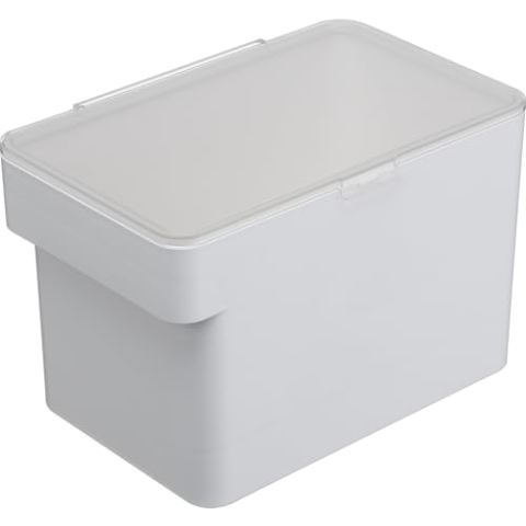YAMAZAKI 5611 TOWER Behälter für Tierfutter mit Messbecher 6L, Trockenfutter: ca. 3,5kg, weiß, ABS Harz/Silikon, Minimalistisches Design, 30 x 19,7 x 19,2 cm (LxBxH)