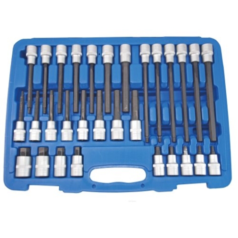 SW-Stahl 04923L Schraubendreheinsätze, 1/2, Innensechskant, 30-teilig I Innensechskant-Bit-Set 60 HRC I 1/2-Zoll-Steckschlüssel Chrom-Vanadium I 5-19 mm Stecknüsse S2-Stahl