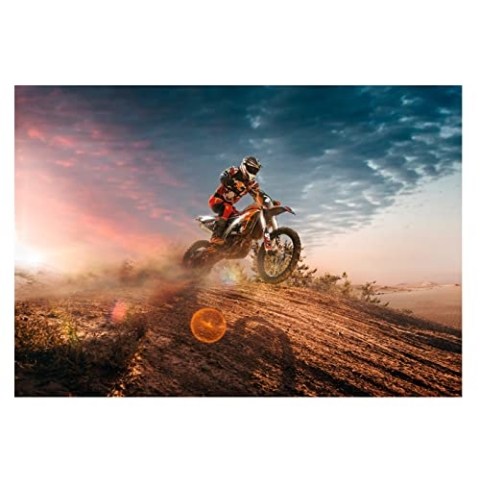 Fototapete Motorrad Kinderzimmer Jugendzimmer Jungen Vlies Tapete Latexdruck UV-Beständig Geruchsfrei Hohe Auflösung Montagefertig (13893, V4 (254x184 cm) 2 Bahnen)