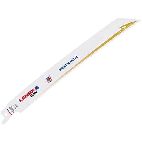 Lenox Tools 21070818GR LENOX TiN-Säbelsägeblatt GOLD für dünnes Metall und Gips 203 x 19 x 0,9mm, 9 mm, White/Gold, 203 x 19 x 0,9 mm